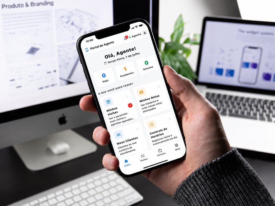 Tela real do app FieldTec Mobile - Portal do Agente